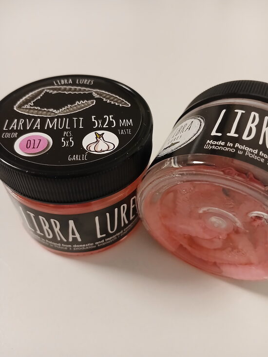 Larva multi 25mm (5x5), 017 - Bubble Gum, 2,25gr, Garlic, 25(5x5)psc/pack